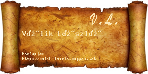 Válik László névjegykártya
